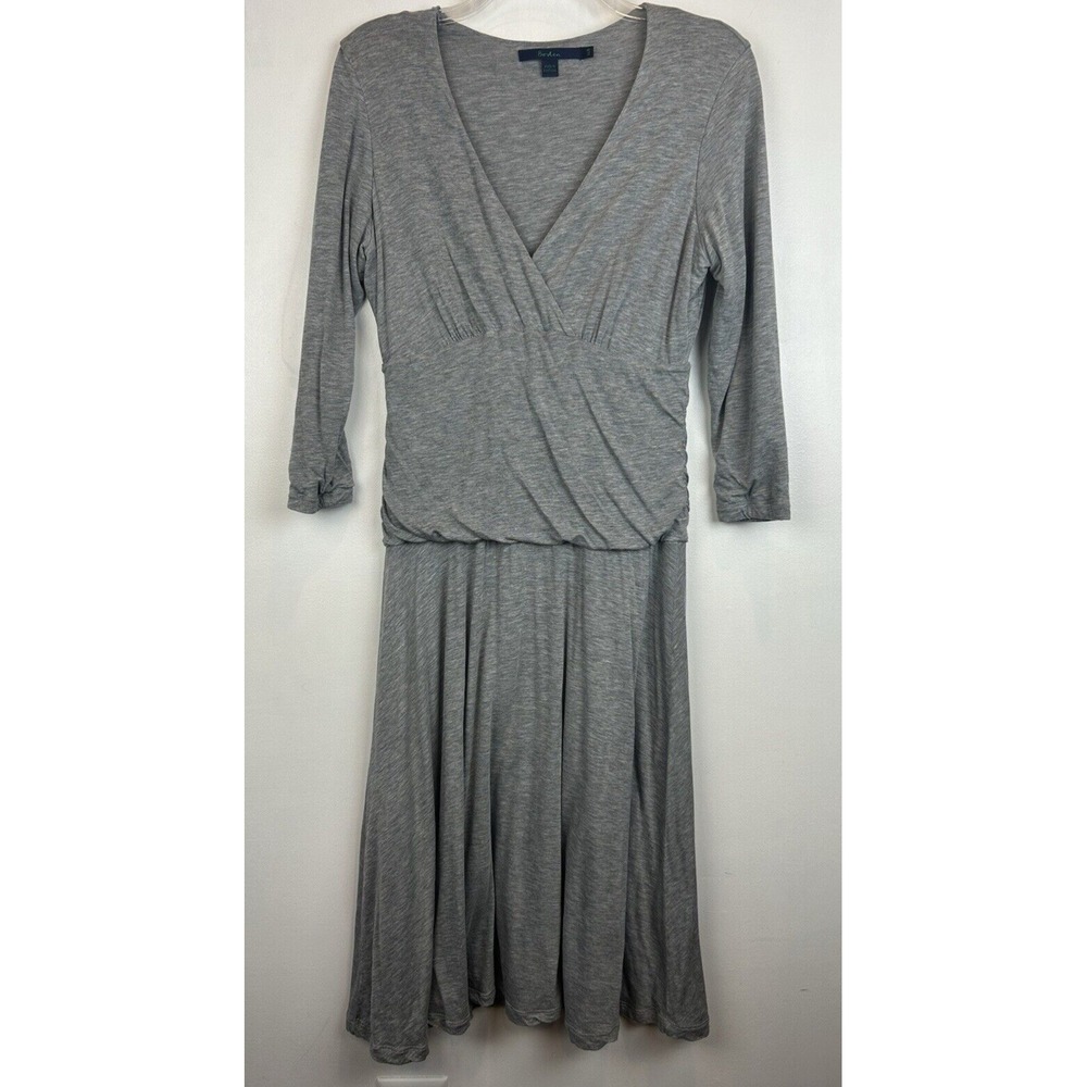 Boden Dress Womens 14 R Gray Viscose Jersey Minimalist Flowy Capsule Read